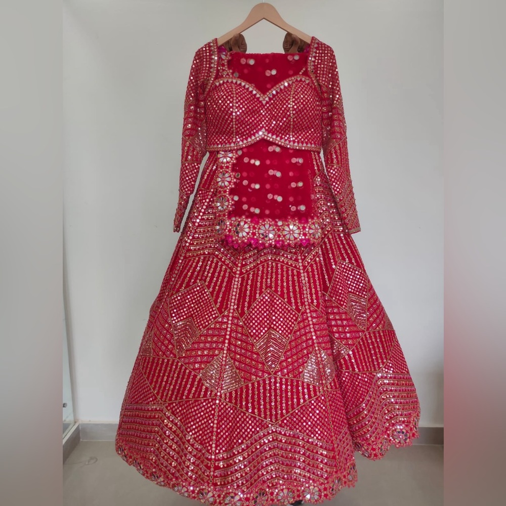 VVani by Vani Vats Red Lehenga in Size Medium